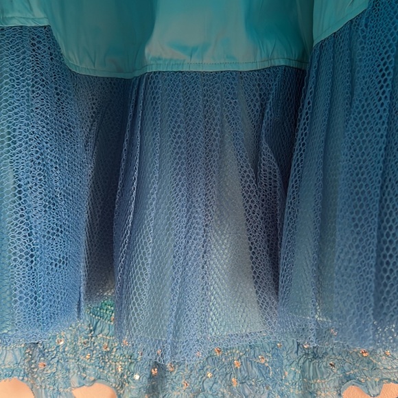 Stunning Turquoise Sequined Bandhani Skirt Size Large - Picture 7 of 7